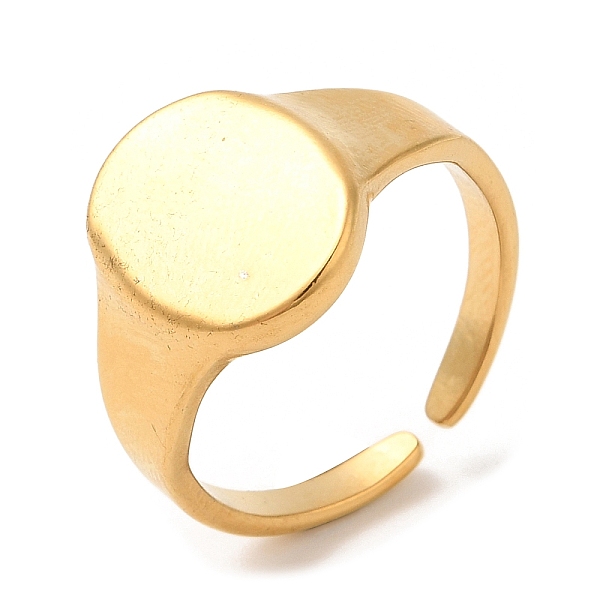 

PandaHall 304 Stainless Steel Open Cuff Rings, Oval Signet Rings for Women, Real 18K Gold Plated, US Size 7 1/4(17.5mm) 304 Stainless Steel