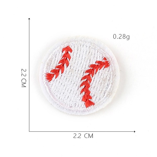 PandaHall Computerized Embroidery Cloth Iron on/Sew on Patches, Sport Theme, Costume Accessories, Appliques, Baseball, White, 2.2cm Cloth...