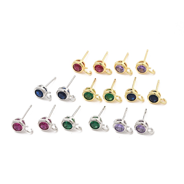 

PandaHall Brass Micro Pave Cubic Zirconia Stud Earring Findings, with Vertical Loops, Flat Round, Platinum, Cadmium Free & Lead Free, Mixed..., Multicolor