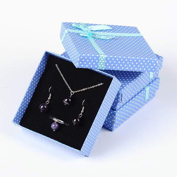 

PandaHall Cardboard Jewelry Set Boxes, Square, with Sponge, Cornflower Blue, 90x90x30mm Paper Square Blue