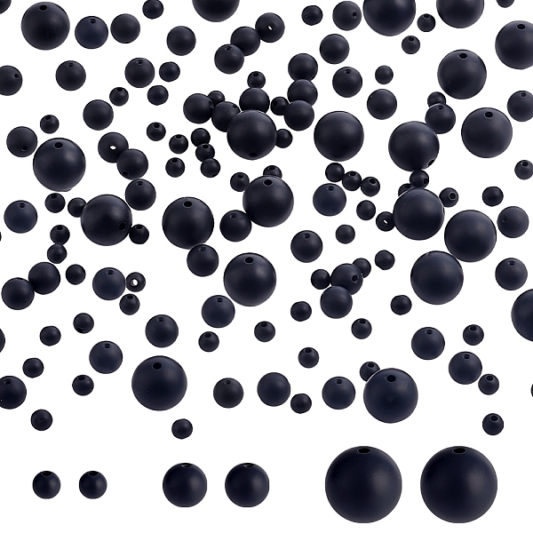 

PandaHall 3 Style Silicone Beads, Round, Black, 5.5~15mm, Hole: 1.8~2.2mm, 120pcs/box Silicone Round Black