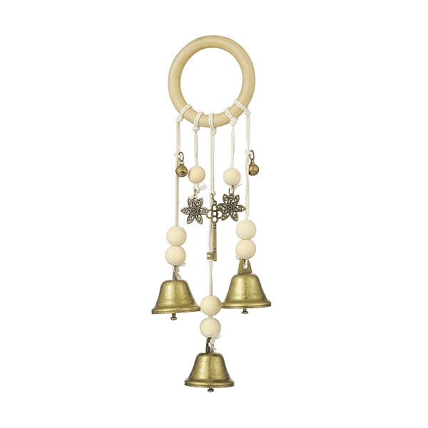 

PandaHall Iron Witch Bells Protection for Door Knob Hanger, with Wood Beads, for Boho Home Room Kitchen Decor, Antique Bronze, 270mm, Hole...