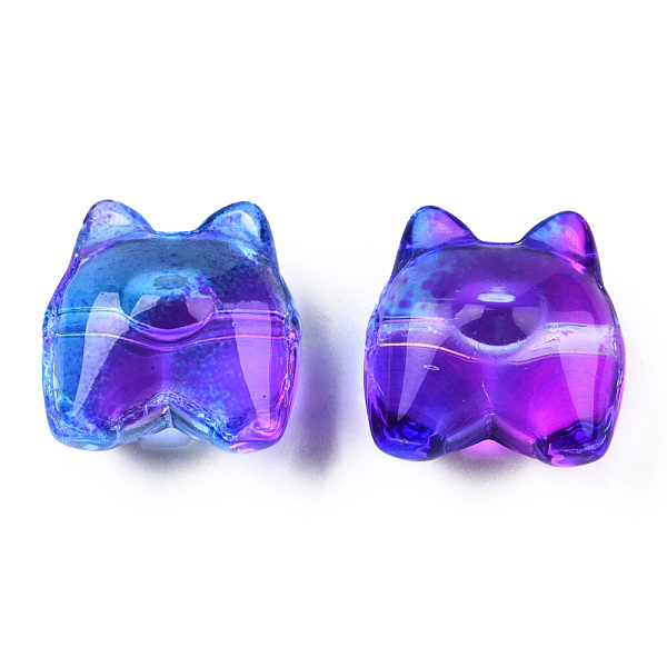 

PandaHall Transparent Spray Painted Glass Beads, Two Tone, Bear, Orchid, 13x13x9mm, Hole: 1.2mm Glass Bear Purple