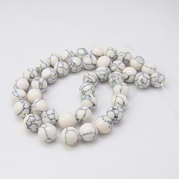 

PandaHall Synthetic Turquoise Beads Strands, Dyed, Round, Ghost White, 6mm, Hole: 1mm, about 66pcs/strand, 15.7 inch Synthetic Turquoise...