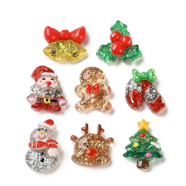 クリスマスの透明樹脂カボション