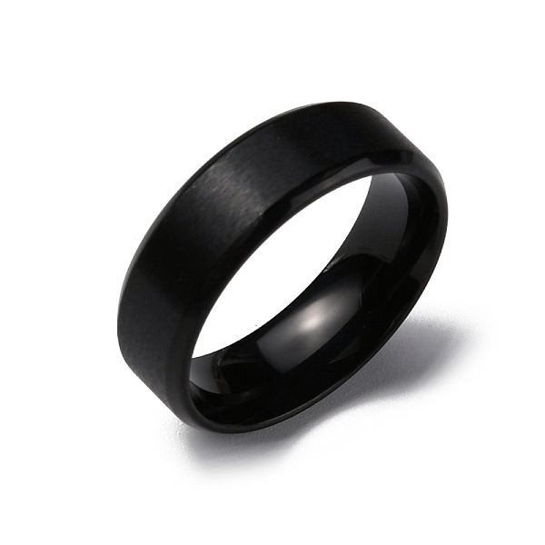 

PandaHall Vacuum Plating Matte Style 304 Stainless Steel Wide Band Finger Rings for Women Men, Plain Band Rings, Electrophoresis Black, 6mm...