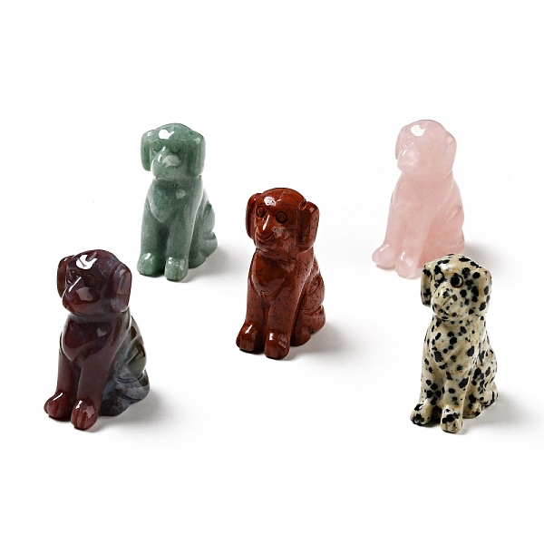 

PandaHall Natural Gemstone Sculpture Display Decorations, for Home Office Desk, Dog, 39~41x26~27x16~17mm Mixed Stone Dog