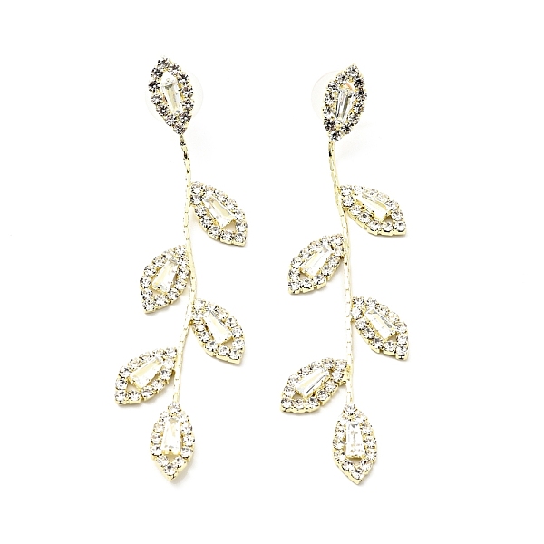 

PandaHall Clear Cubic Zirconia & Crystal Rhinestone Long Dangle Stud Earrings, Brass Earrings with 925 Sterling Silver Pins for Women, Light...
