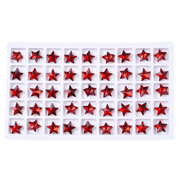 

PandaHall Glass Rhinestone Cabochons, Nail Art Decoration Accessories, Faceted, Star, Red, 9.5x10x4.5mm Glass Star Red