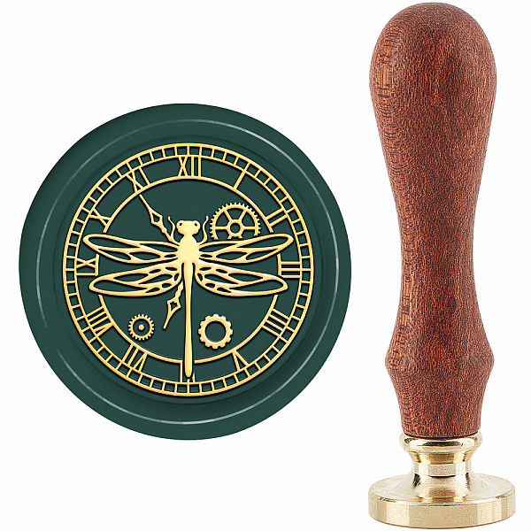

PandaHall CRASPIRE Clock Wax Seal Stamp Dragonfly Sealing Wax Stamp 30mm/1.18inch Removable Brass Head Sealing Stamp with Wooden Handle for...