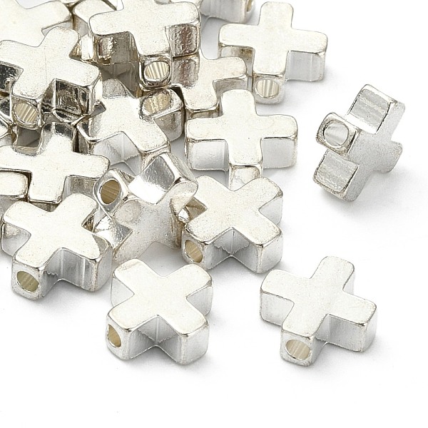 

PandaHall Brass Beads, Cross, Silver Color Plated, 8x3mm, Hole: 1.8mm Brass Cross