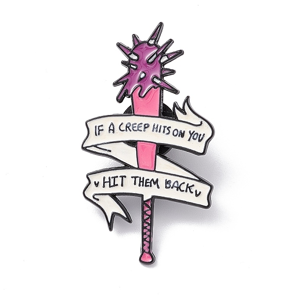 

PandaHall Pink Cartoon Enamel Pin, Word If A Creep Hits On You Hit Them Back Alloy Feminism Badge for Backpack Clothes, Baseball Pattern...
