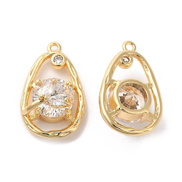 

PandaHall Brass Pave Cubic Zirconia with Glass Pendants, Avocado with Flat Round Pattern, Real 18K Gold Plated, 20x12x8mm, Hole: 1.2mm..., Clear
