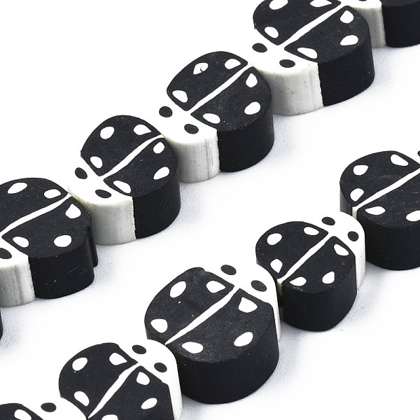 

PandaHall Handmade Polymer Clay Bead Strands, Ladybug, Black, 8~12x7.5~10x4~5mm, Hole: 1.5~2mm, about 38~40pcs/strand, 14.17 inch~15.35 inch...