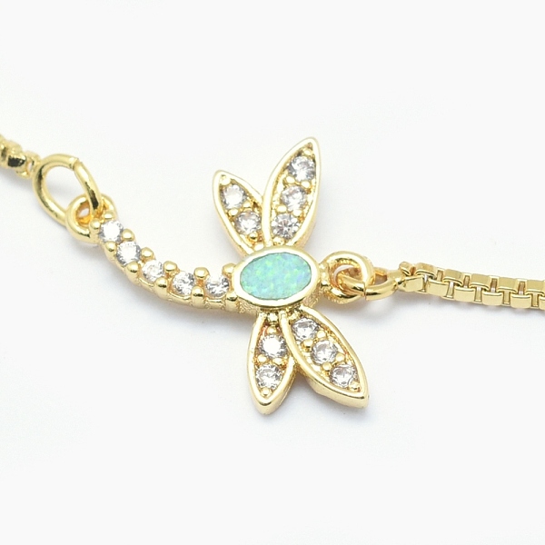 

PandaHall Adjustable Brass Synthetic Opal Bolo Bracelets, Slider Bracelets, with Cubic Zirconia, Long-Lasting Plated, Dragonfly, Aquamarine..., Green