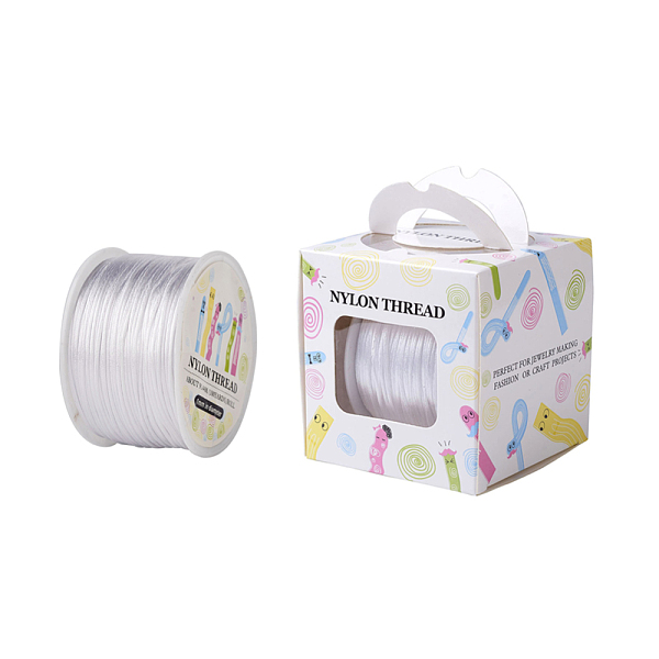 

PandaHall Nylon Thread, For Chinese Knot Making, Round, White, 1mm, about 100yards/roll(91.44m/roll), 300 feet/roll Nylon White