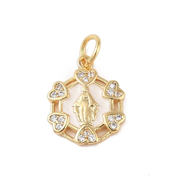 

PandaHall Brass Micro Pave Clear Cubic Zirconia Pendants, with Enamel and Jump Ring, Real 18K Gold Plated, Flower, 14.5x11.5x2mm, Hole: 3mm..., White