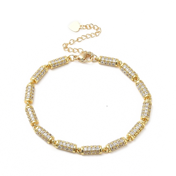 

PandaHall Clear Cubic Zirconia Column Link Chain Bracelet, Rack Plating Brass Jewelry for Women, Cadmium Free & Lead Free, Real 18K Gold...