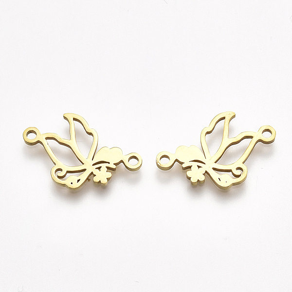 

PandaHall 201 Stainless Steel Links connectors, Laser Cut Links, Butterfly, Golden, 11.5x18x1mm, Hole: 1.5mm 201 Stainless Steel Butterfly
