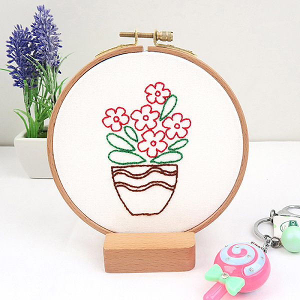

PandaHall DIY Embroidery Starter Kits, including Embroidery Fabric & Thread, Needle, Embroidery Hoops, Instruction Sheet, Flower, 184x184mm...
