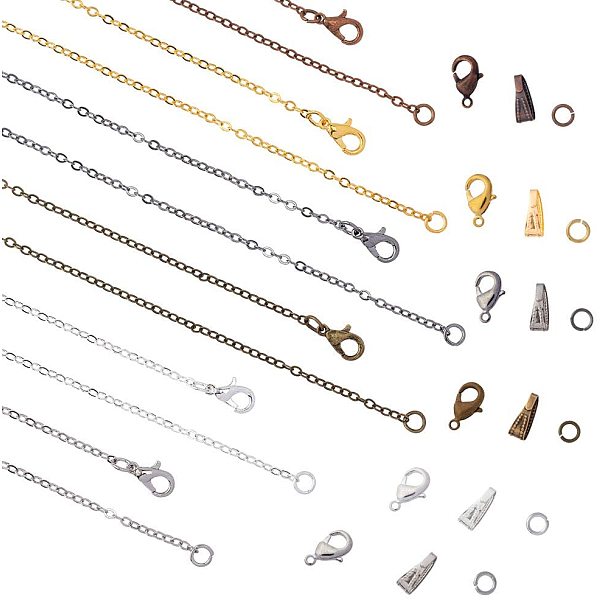 

PandaHall DIY Necklaces Makings, with Brass Brass Cable Chains Necklace Makings & Lobster Claw Clasps & Snap on Bails & Jump Rings, Mixed...