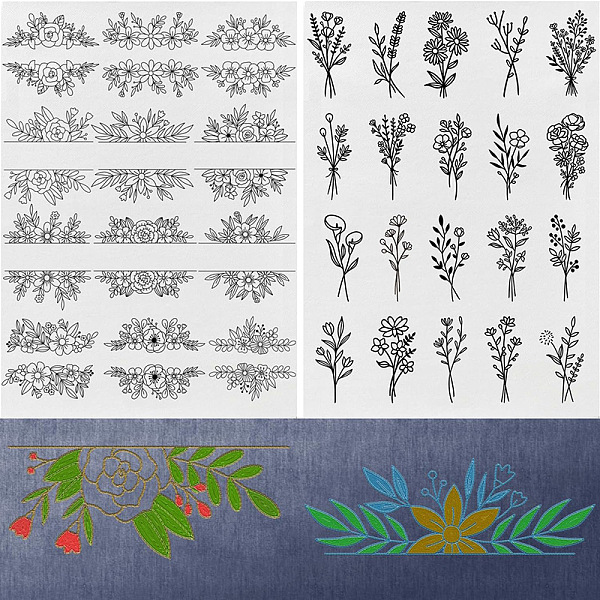 

PandaHall A4 Bohemian Style Water Soluble Fabric, Wash Away Embroidery Stabilizer, Flower, 297x210mm, 2 sheets/set Paper Flower Black
