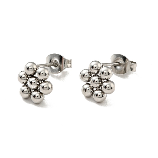 

PandaHall 201 Stainless Steel Flower Stud Earrings with 304 Stainless Steel Pins for Women, Stainless Steel Color, 9x8mm, Pin: 0.7mm 201...