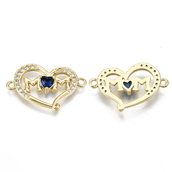

PandaHall Real 16K Gold Plated Brass Micro Pave Cubic Zirconia Links Connectors, for Mother's Day, Cadmium Free & Nickel Free & Lead Free..., Blue