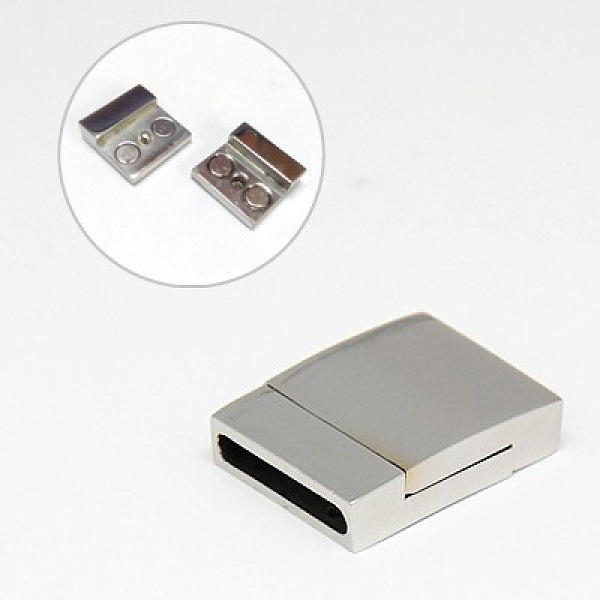 

PandaHall 304 Stainless Steel Magnetic Clasps with Glue-in Ends, Rectangle, Stainless Steel Color, 23x17x6mm, Hole: 3x15mm 304 Stainless...