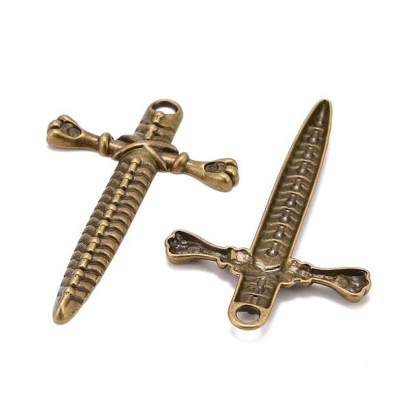 PandaHall Tibetan Style Metal Dagger Pendants, Antique Bronze Color, Lead Free & Cadmium Free, 33mm long, 52mm wide, 3mm thick, hole: 3.5mm...
