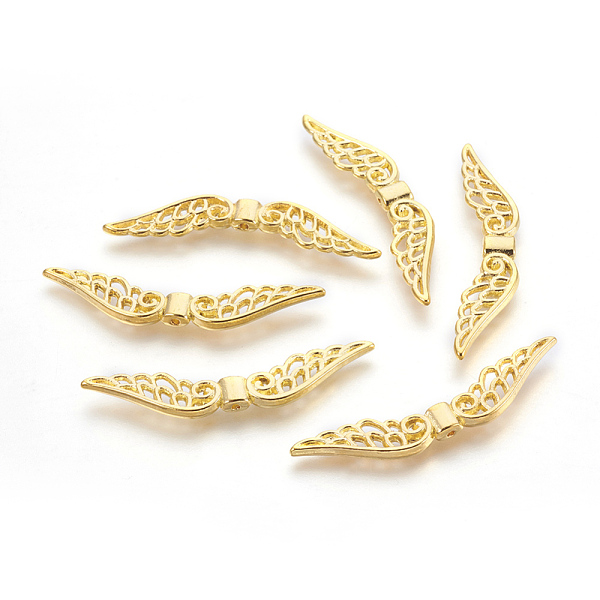 

PandaHall Tibetan Style Alloy Beads, Wing, Golden, Lead Free, Nickel Free and Cadmium Free, 51x14x4mm, Hole: 2mm, about 370pcs/1000g Alloy...