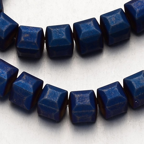 PandaHall Electroplate Non-magnetic Synthetic Hematite Bead Strands, Frosted, Cube, Blue Plated, 8x8x8mm, Hole: 1mm, about 51pcs/strand...