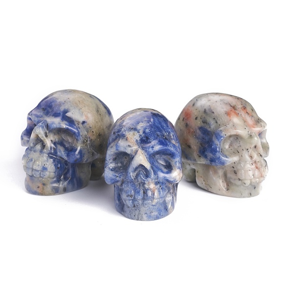 

PandaHall Natural Sodalite Display Decorations, No Hole/Undrilled, Skull, 24~26x29~31x37~40mm Sodalite Skull