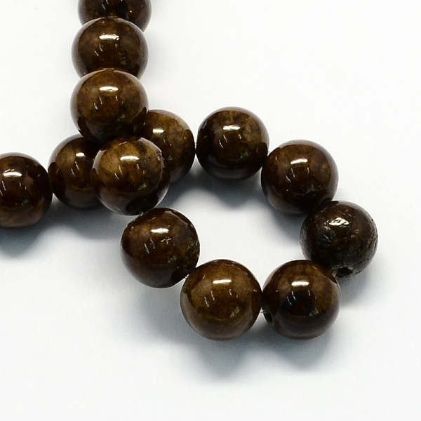 Chapelets de perles de pierres en jade jaune teinte