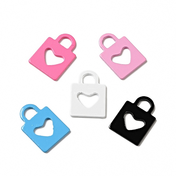 

PandaHall Spray Painted 201 Stainless Steel Pendants, Lock with Heart Pattern Charm, Mixed Color, 17x12x1mm, Hole: 3.5x4mm 201 Stainless..., Multicolor