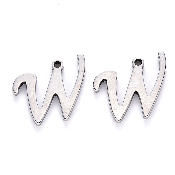 

PandaHall 201 Stainless Steel Charms, Laser Cut, Stainless Steel Color, Letter.W, 12x14x1mm, Hole: 1mm 201 Stainless Steel Letter W