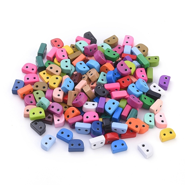 

PandaHall Spray Painted Alloy Multi-Strand Links, For Tile Elastic Bracelets Making, Half Round, Mixed Color, 6x8.5x4mm, Hole: 1.2mm Alloy..., Multicolor