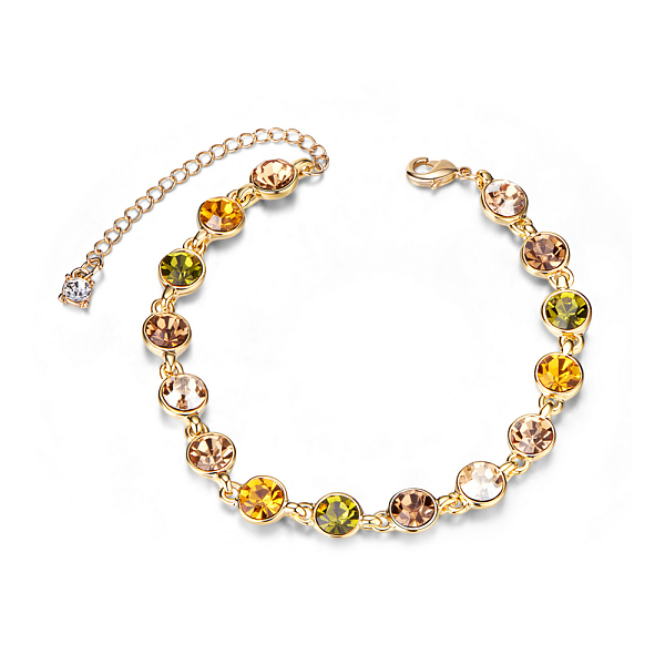 

PandaHall SHEGRACE Alloy Link Bracelets, with Rose Red Round Austrian Crystals, Golden, 6-1/4 inch(160mm) Alloy+Austrian Crystal
