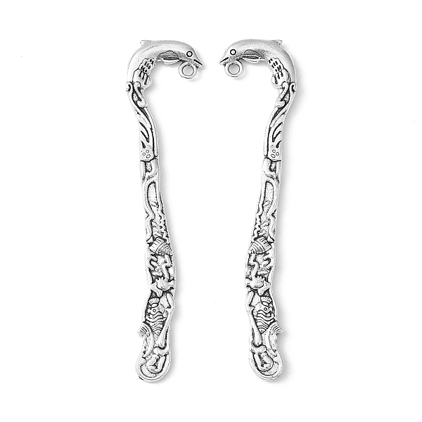 

PandaHall Zinc Alloy Bookmarks, Lead Free and Cadmium Free and Nickel Free, Dolphin, Antique Silver, 83x20x4mm, Hole: 2.5mm Alloy