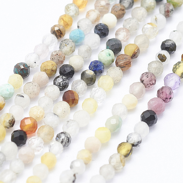

PandaHall Natural Mixed Stone Beads Strands, Faceted, Round, Mixed Color, 2~2.5mm, Hole: 0.5mm, about 195~208pcs/strand, 15.3 inch~15.7 inch..., Multicolor