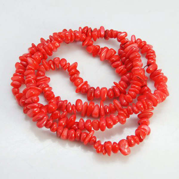 

PandaHall Natural Shell Beads Strands, Dyed, Chips, Red, 5~12x5~8x1~6mm, Hole: 1mm Freshwater Shell Chip Red