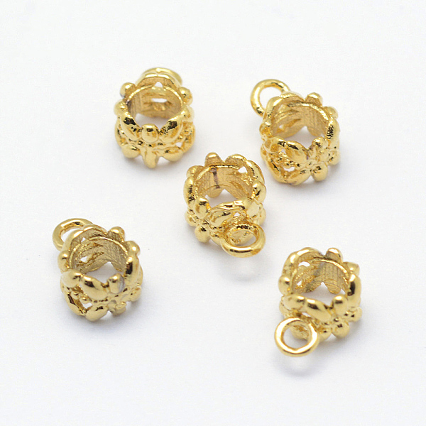 

PandaHall Brass Tube Bails, Loop Bails, Real 18K Gold Plated, Lead Free & Cadmium Free & Nickel Free, Barrel, 8x4x5.5mm, Hole: 1.5mm and...
