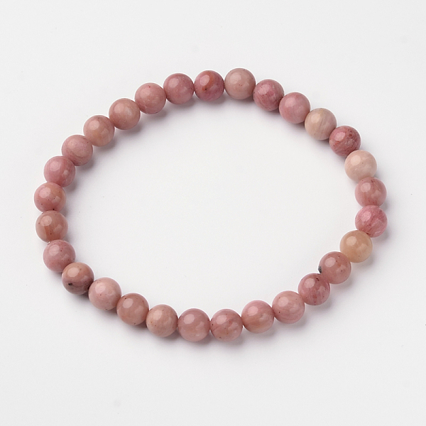 

PandaHall Natural Rhodonite Round Bead Stretch Bracelets, 2-1/8 inch(54.5mm), Bead: 6mm Rhodonite