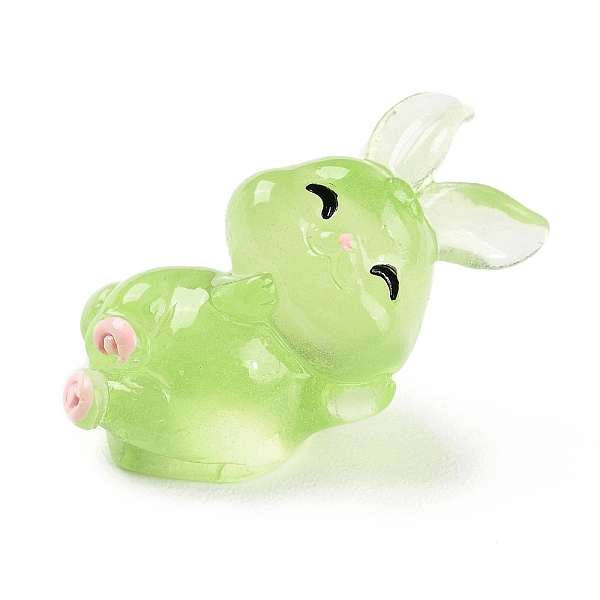 

PandaHall Luminous Resin Rabbit Ornament, Glow in The Dark, Micro Landscape Garden Decoration, Lime Green, 23x37x17mm Resin Rabbit