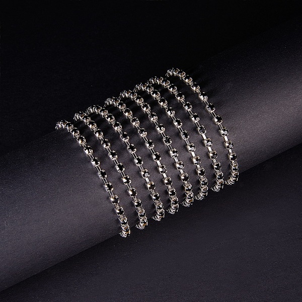 

PandaHall Brass Rhinestone Strass Chains, with Spool, Rhinestone Cup Chain, Grade A, Silver Color Plated, Jet, 3.1mm, 1440pcs..., Black