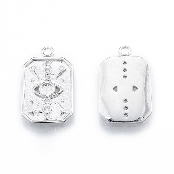 

PandaHall Brass Micro Pave Cubic Zirconia Pendant Cabochon Settings, Nickel Free, Rectangle with Eye, Real Platinum Plated, Tray: 2.5mm..., Clear
