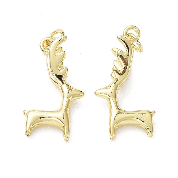 

PandaHall Brass Pendants, with Jump Ring, Cadmium Free & Lead Free, Rack Plating, Christmas Theme, Deer Charm, Real 18K Gold Plated...