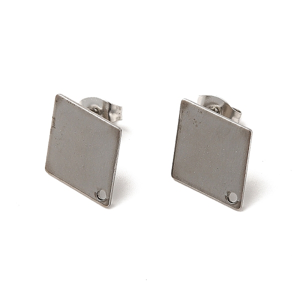 

PandaHall 201 Stainless Steel Stud Earring Findings, with 304 Stainless Steel Pin & Hole & Friction Ear Nuts, Rhombus, Platinum, 16x13mm...