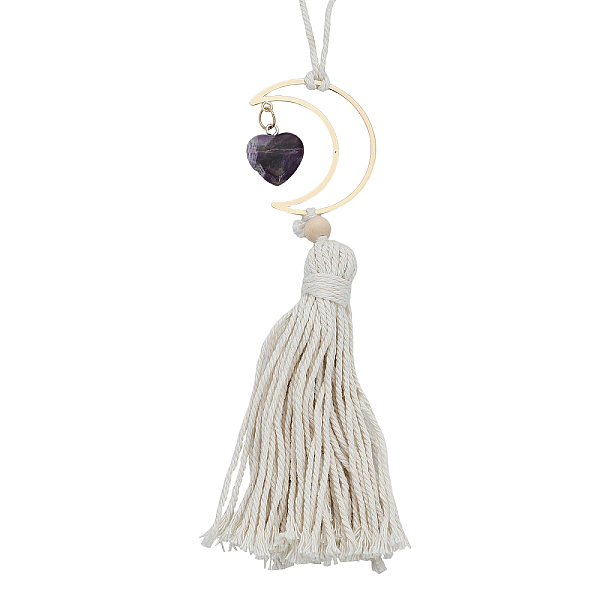 

PandaHall Natural Raw Rose Quartz Pendant Decoration, Cord Macrame Car Hanging Ornament, 320~330mm Rose Quartz Others
