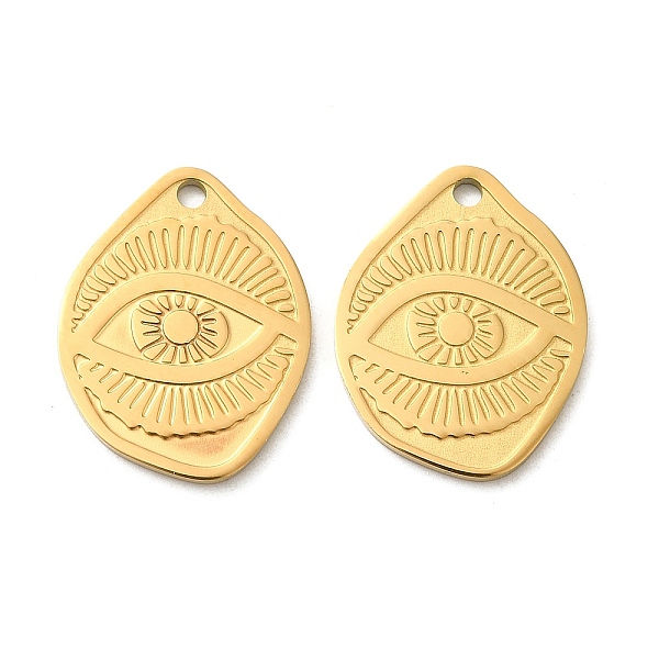 

PandaHall Ion Plating(IP) 316L Surgical Stainless Steel Pendants, Eye Charm, Real 18K Gold Plated, 22.5x17.5x1.5mm, Hole: 2mm 316L Surgical...